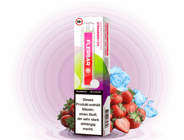 Flerbar – Einweg E-Zigarette – Strawberry Ice – 0mg – Nikotinfrei